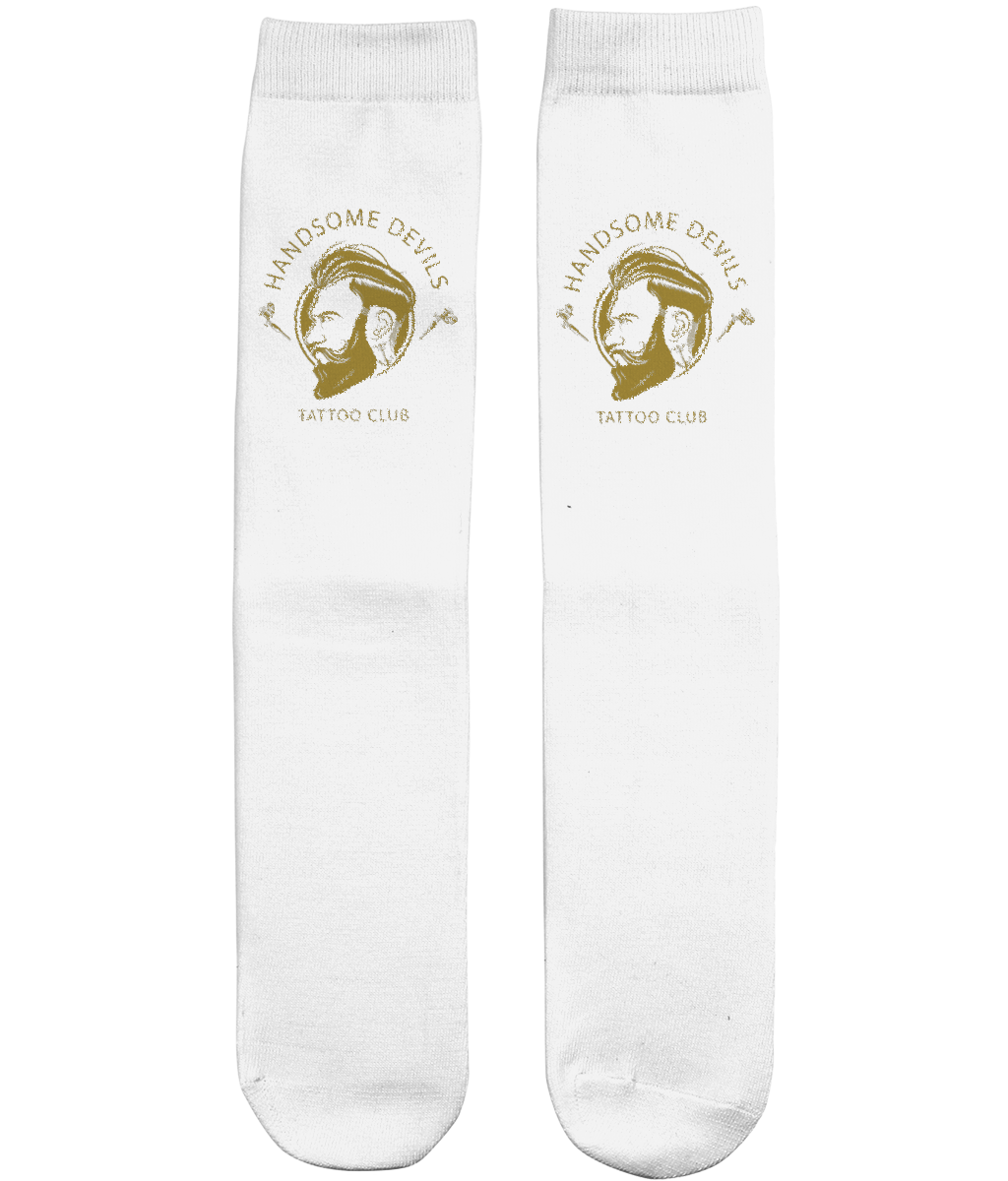 Unisex Tube Socks - White & Gold