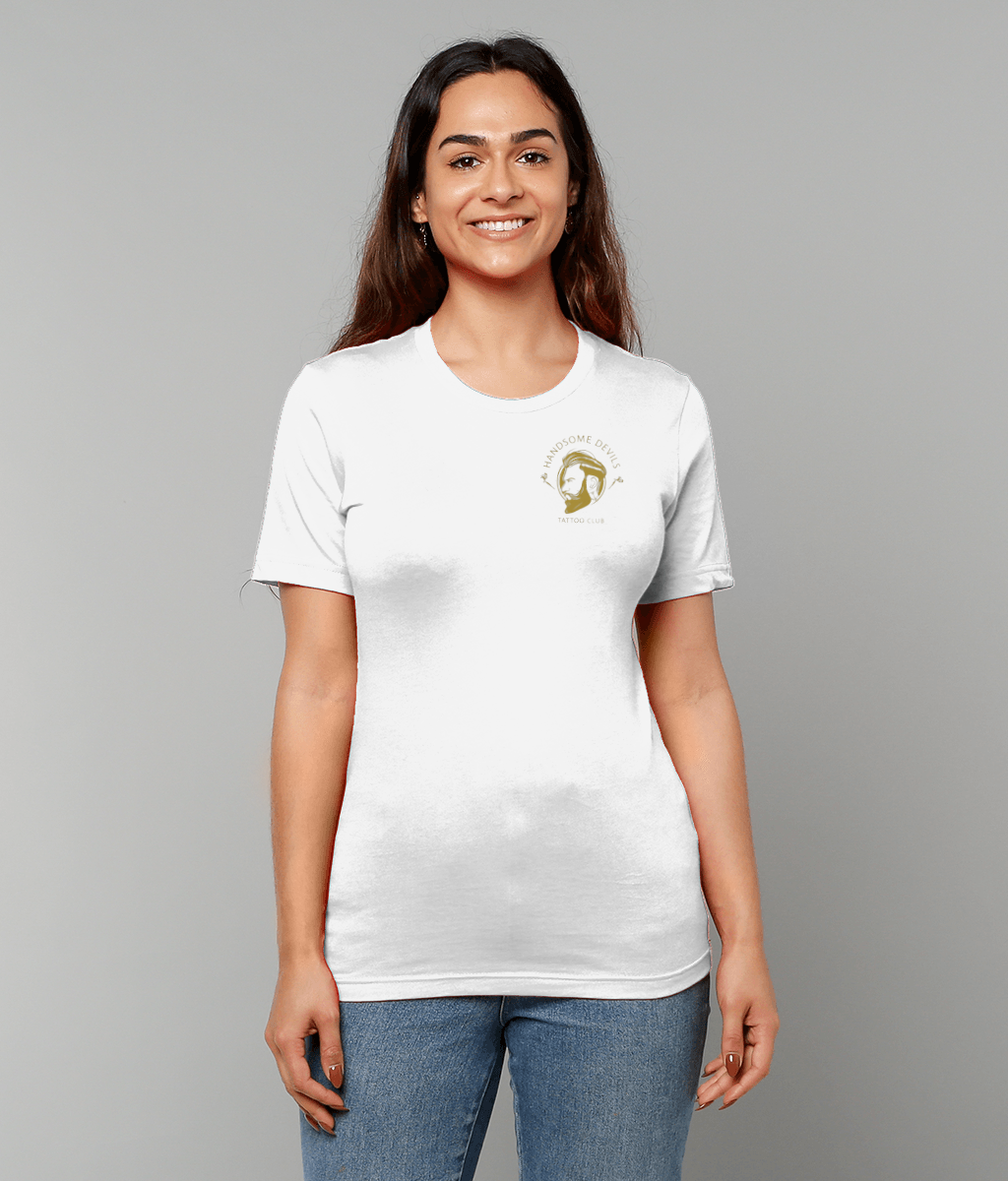 Cotton T-Shirt - White & Gold - Small Logo