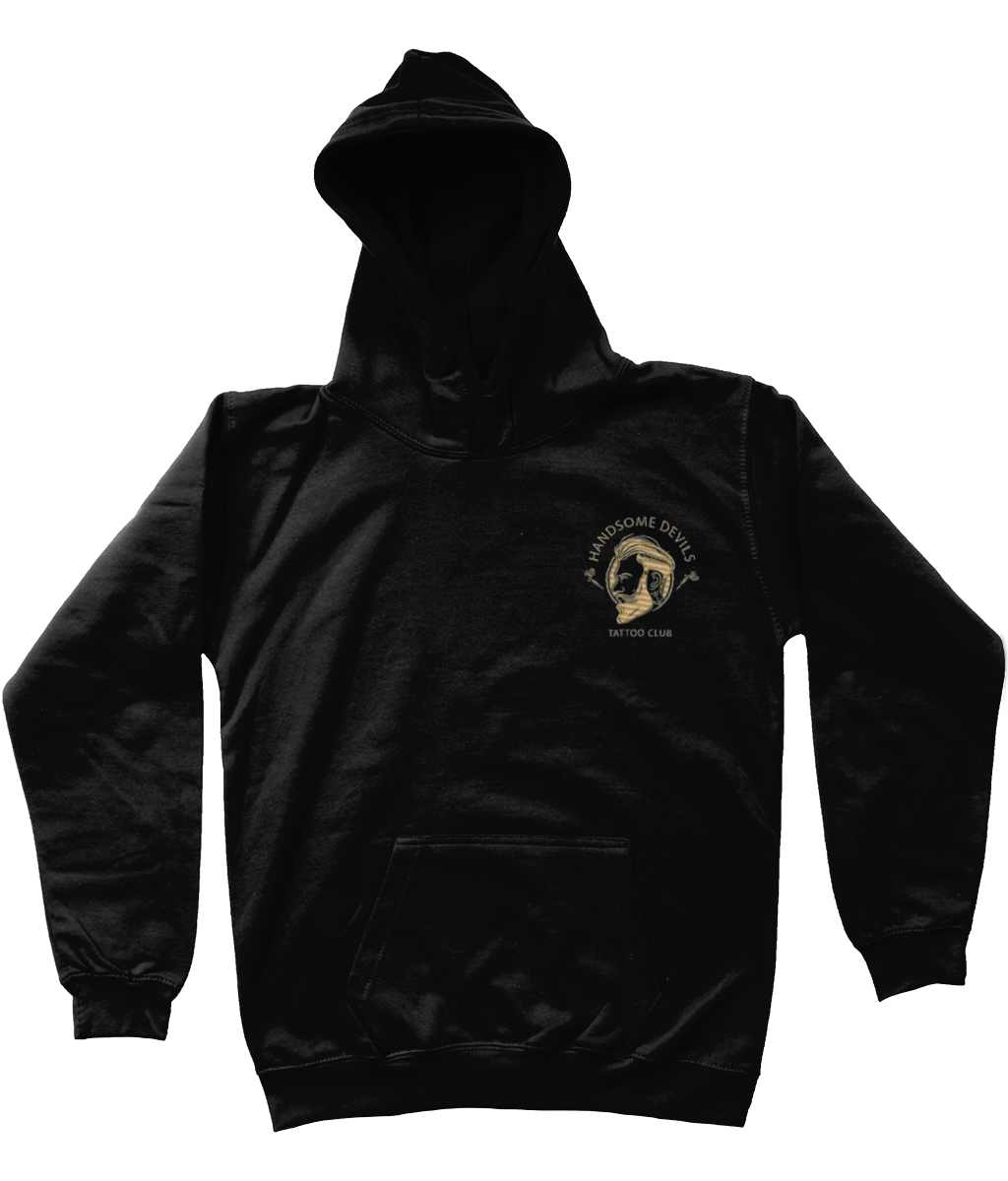 Kids Embroidered Hoodie - Black & Gold